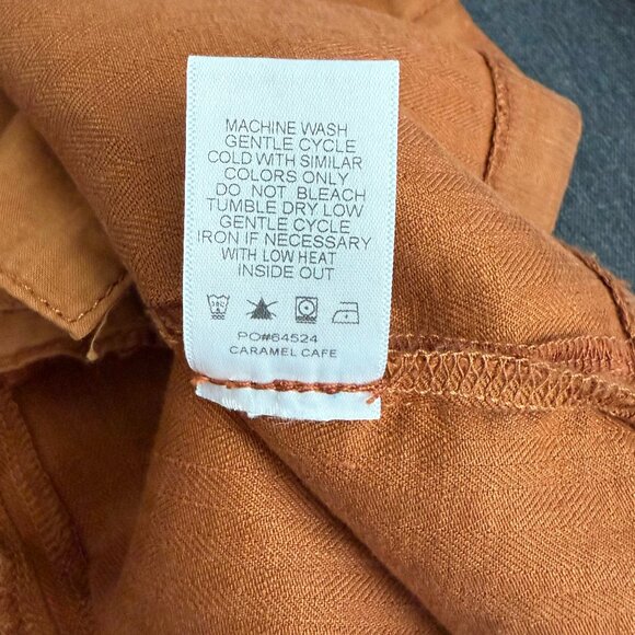 🌻 Evereve Alexa Double Breasted Linen Blend Blazer Size S in Camel - Picture 6 of 9